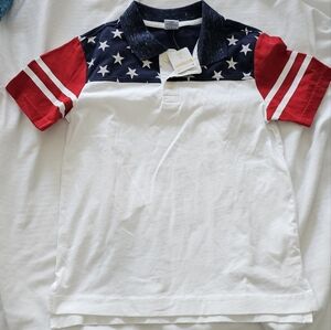 NWT - Kids Gymboree 100% cotton American Flag collared shirt size 6